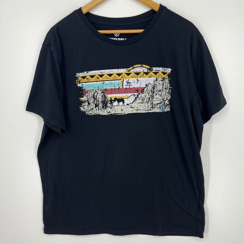 Rock & Roll Denim Mens XL Black Southwestern Desert Graphic T-Shirt